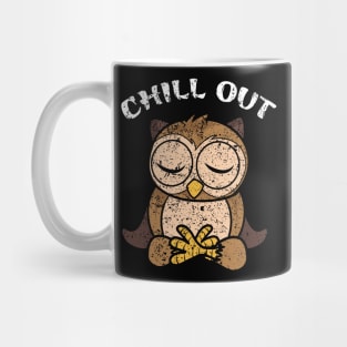 Meditation owl yoga chill out cartoon Mug